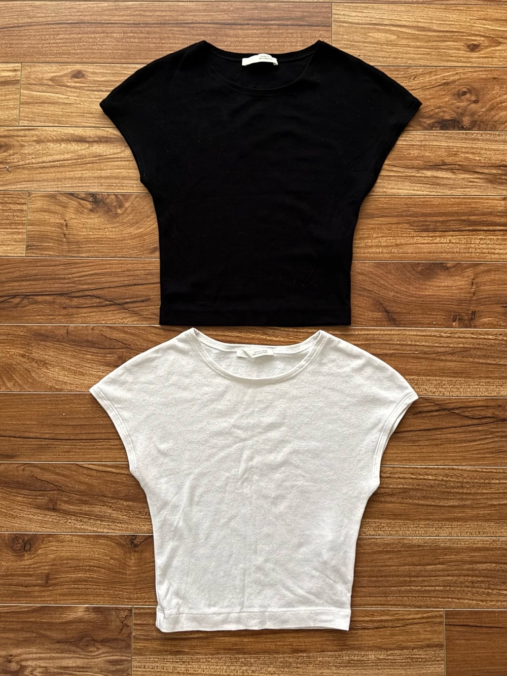 Zara Black & White Cap Sleeve Modal Blend T-Shirt Bundle / Size S